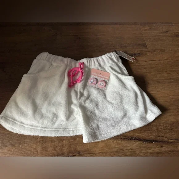 HELLO KITTY-Imported (NWT) Women's White & Pink Plush Shorts - Picture 2 of 12
